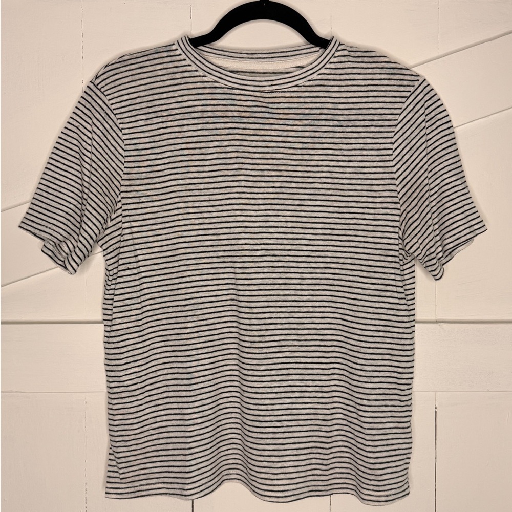 a new day Black and White Striped Short Sleeve Tee